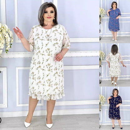 💟【S-5XL】👗Nové elegantné kvetinové šifónové šaty 2024