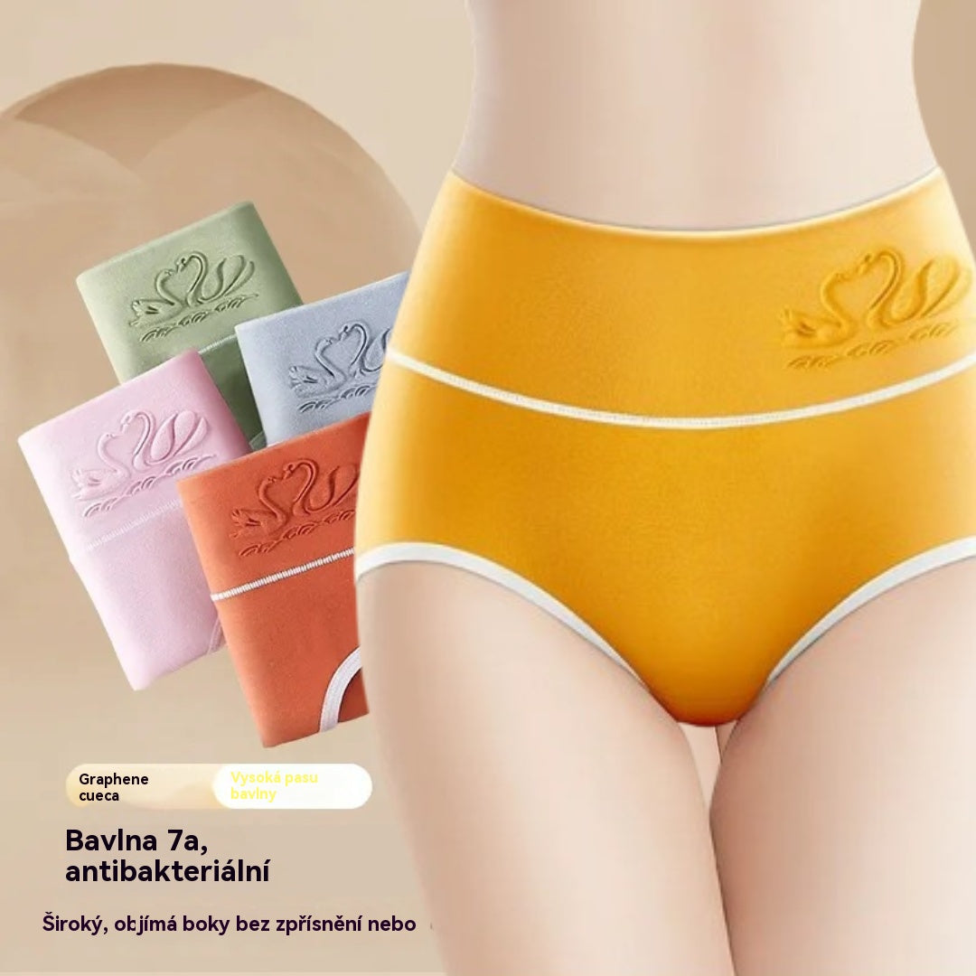 🎁 【7dílná sada】 ✨🩲 Dámské kalhotky z čisté bavlny s vysokým pasem, antibakteriální grafenová