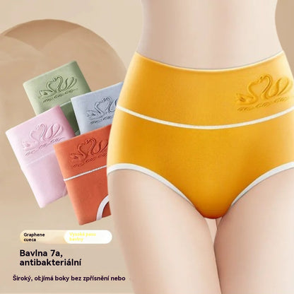 🎁 【7dílná sada】 ✨🩲 Dámské kalhotky z čisté bavlny s vysokým pasem, antibakteriální grafenová