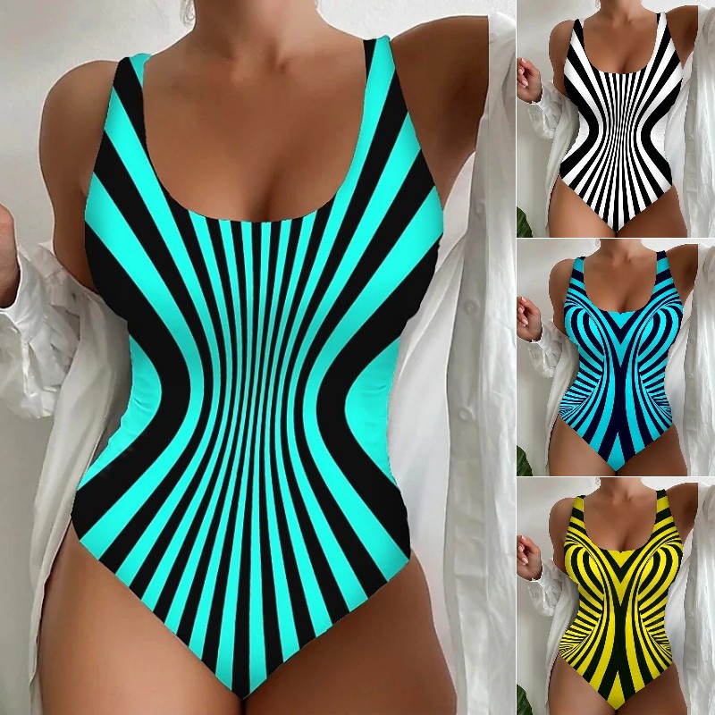 🥰【Último día - 50% de descuento】🔥【S~8XL】Bañador de una pieza a rayas exclusivo