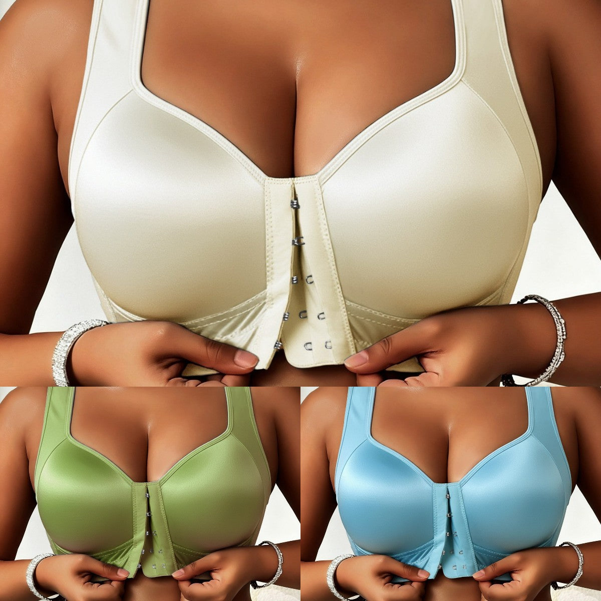 😍👙【Balenie 3 kusov】【40-100 kg】Dámska podprsenka bez kostíc so zapínaním vpredu