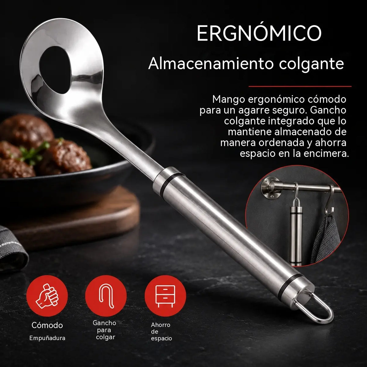 🍖 【3 piezas】Molde para albóndigas de acero inoxidable 304 – ideal para hacer albóndigas de carne y de pescado, perfecto para cocinar en casa 🥄
