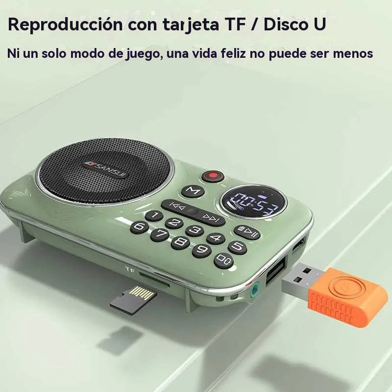 🎁【Oferta por tiempo limitado】Reproductor de música con radio Bluetooth portátil, puede insertar tarjetas y unidades flash USB【Autenticidad garantizada】