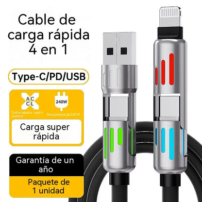 🌈¡Un solo cable, mayor comodidad! Cargador multifuncional con iluminación RGB