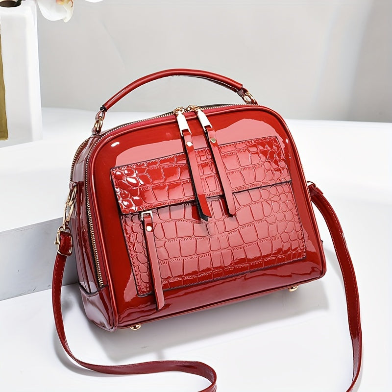 【50%OFF】Priamy predaj z továrne, lesklá crossbody kabelka z lakovanej kože