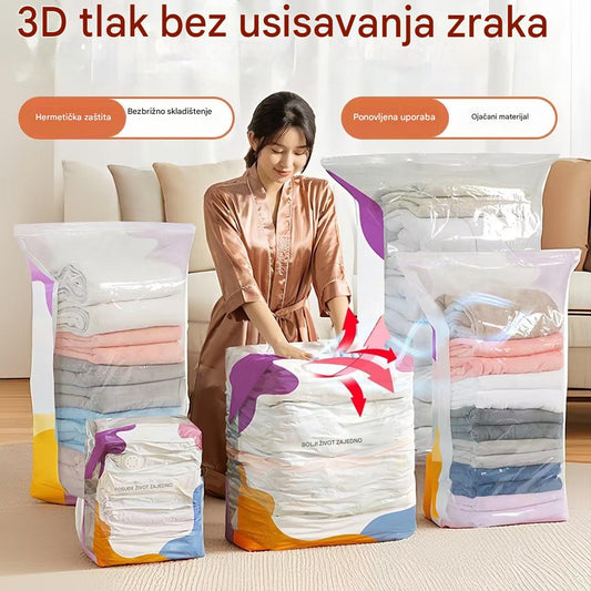 🧳【Ojačani set od 5 dijelova】💨 Samokompresirajuće vakuumske vrećice za pohranu, za višekratnu upotrebu