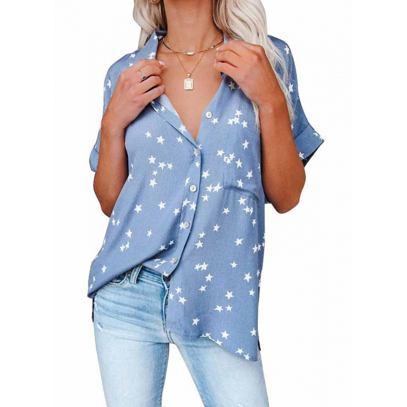 Camisa Elegante de Verano con Estrellas para Mujer - Estilo Casual y Fresco 2026