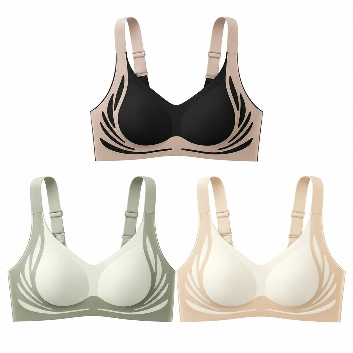 🥰 49% de descuento【Pack de 3】Sujetador femenino sin aros, diseño de una pieza ❤️【40-85 kg】