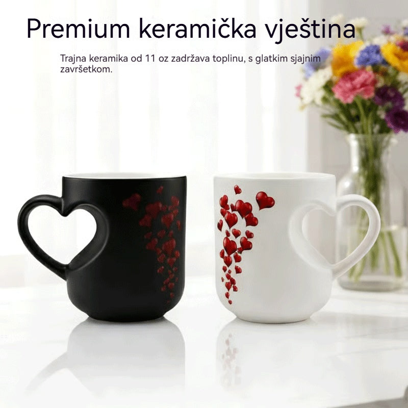 📢📢50% popusta - Valentinova keramička šalica s ručkom u obliku srca koja mijenja boju 💝✨