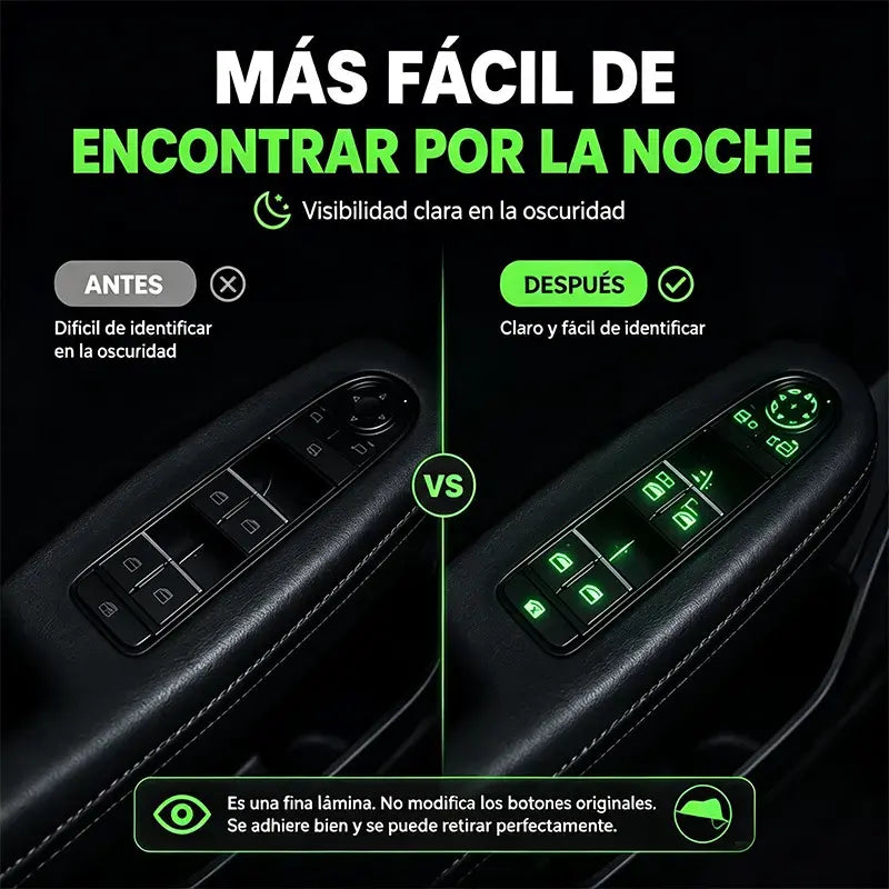 🚗 Pegatinas Fluorescentes para Botones del Coche | Localiza los Controles al Instante Incluso de Noche