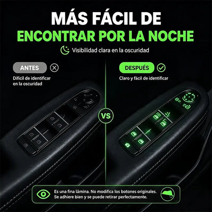 🚗 Pegatinas Fluorescentes para Botones del Coche | Localiza los Controles al Instante Incluso de Noche