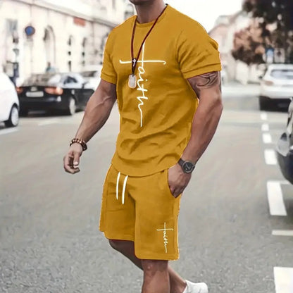✅【Pago contra entrega】El nuevo conjunto deportivo para hombre consta de una camiseta de manga corta y pantalones cortos.