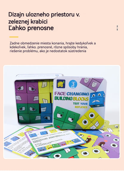 🔥✨2025 Nová stolová interaktívna hra pre viacerých hráčov – Smajlíková kocka pre deti【16 blokov + 64 kariet + 1 zvonček】👩‍🦰🤴👸👨‍🦰