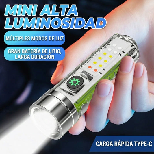 👍Esenciales de Outdoor👍Linterna compacta de alta intensidad con luz lateral multifunción, carga rápida tipo C, portabilidad y batería de duración ultralarga.