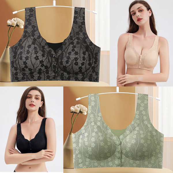 😍👙【Paquete de 2 piezas】Sujetador sin aros con botón frontal para mujer