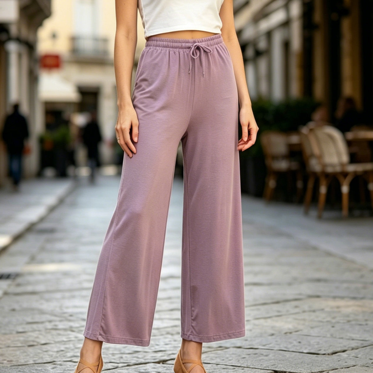 ✨Pantalones anchos, suaves como nubes, de talle alto, pierna recta y corte elástico, estilo casual.