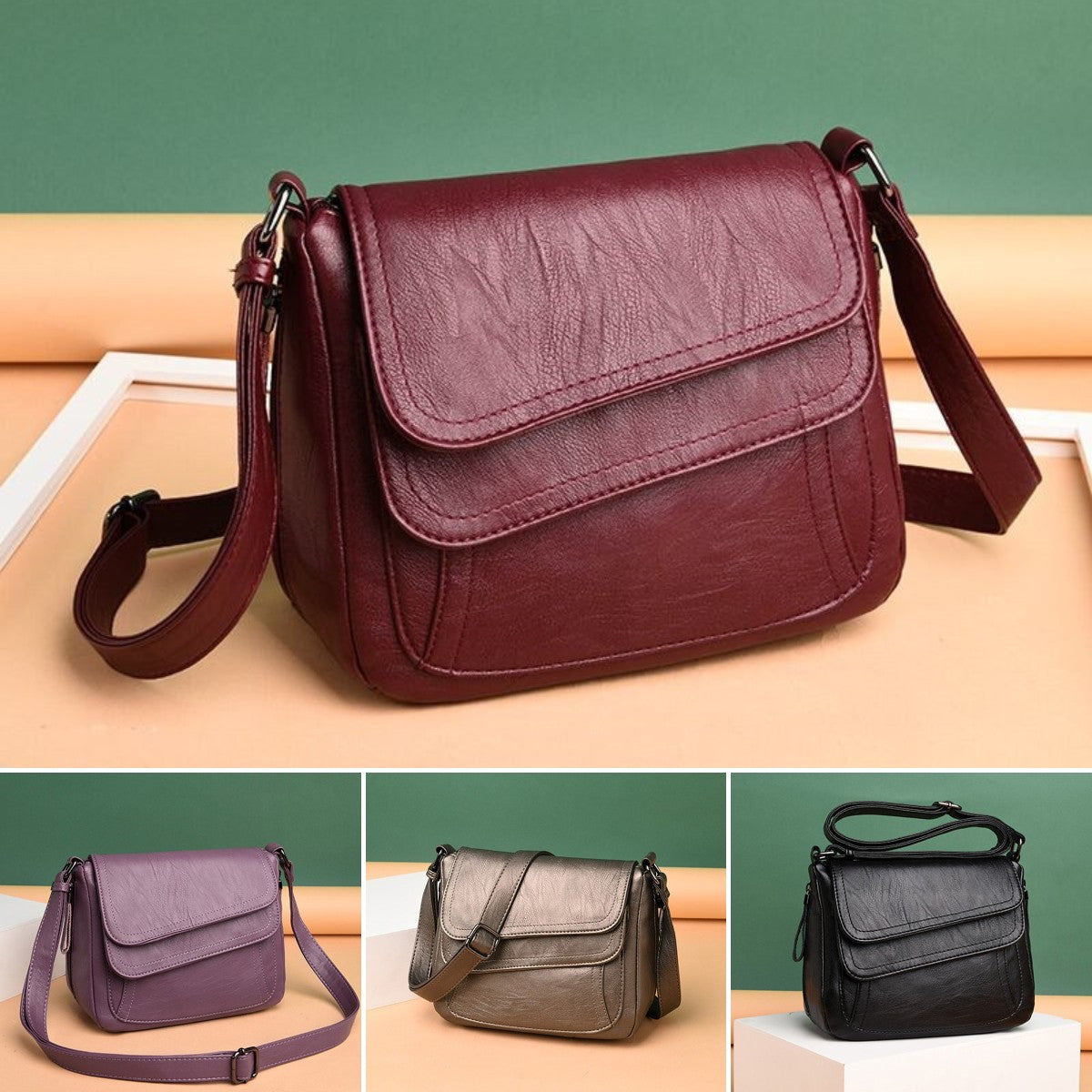 👛 2025 Novinka · Malá mäkká kožená štvorcová kabelka cez rameno 👛