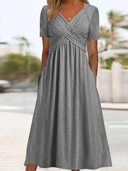🔥🔥【50% OFF】🔥🔥👗【S-3XL】2025 jarné a letné nové jednofarebné módne jednoduché ležérne šaty
