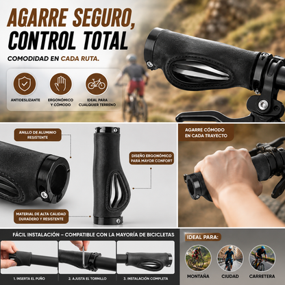 【¡AHORA CON UN 50% DE DESCUENTO!】 Puños ergonómicos para manillar con apoyo para la palma de la mano: diseño de ala, doble bloqueo y TPR amortiguador.