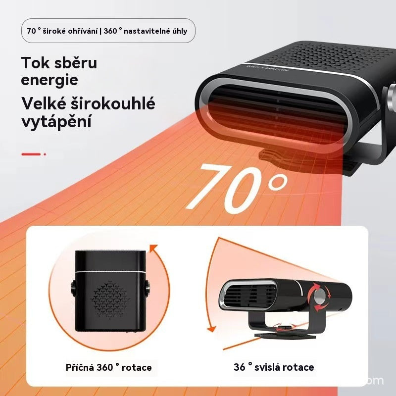 🚗🔥 Přenosný ohřívač a ventilátor do auta 2 v 1 – 360° rotace, rychlé rozmrazování, topení a chlazení, ultratichý a snadný pro všechna roční období