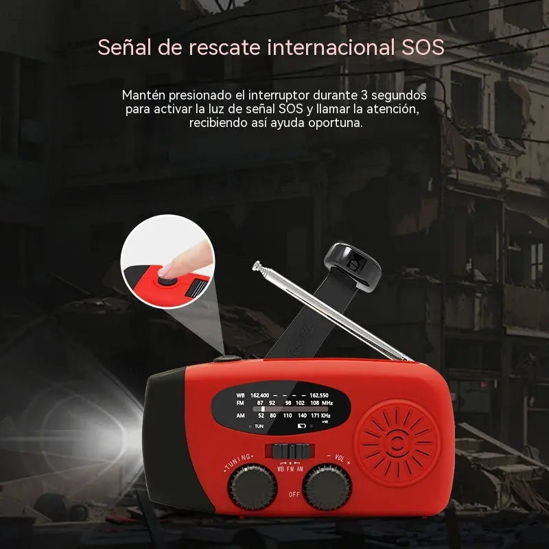 Radio de emergencia solar portátil multifuncional