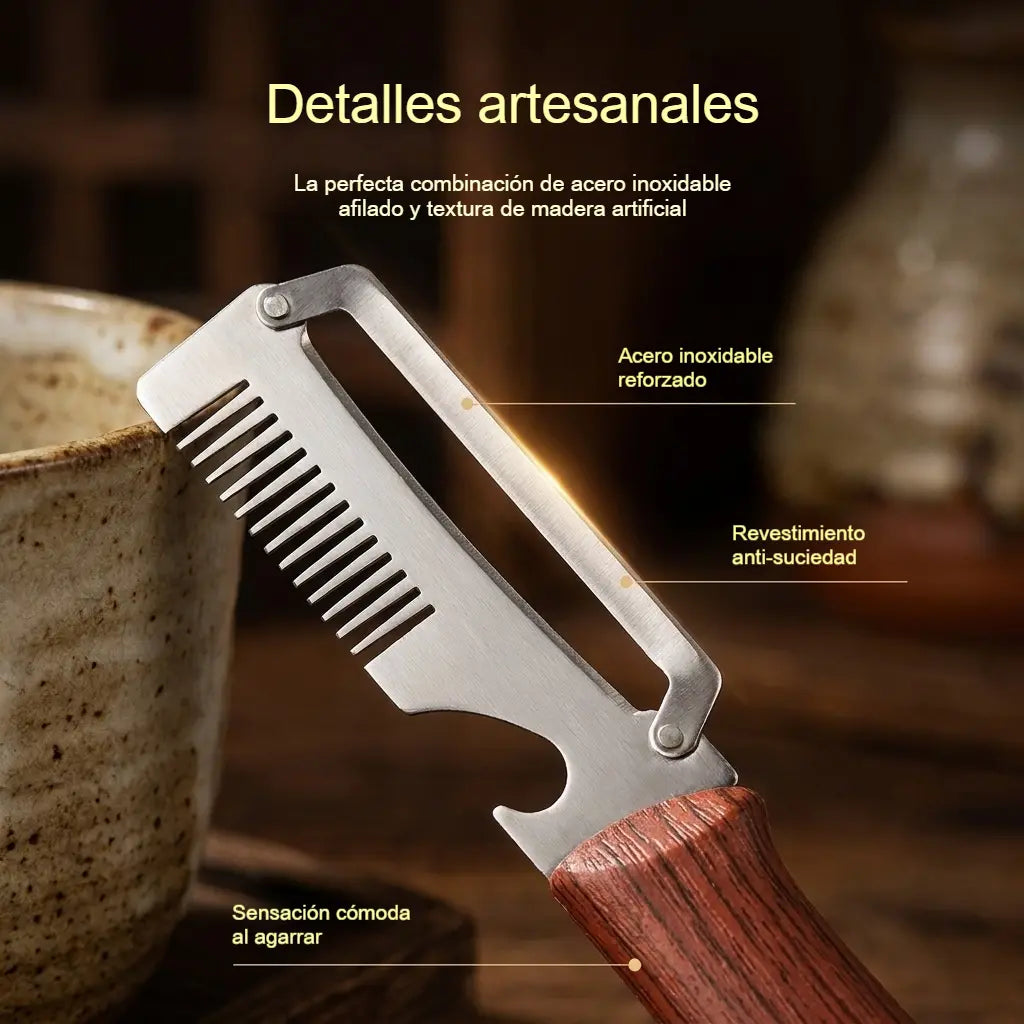 -50%🔪Compra 1 y llévate 1 gratis🧅 Pelador multifuncional de acero inoxidable con mango de madera🔥