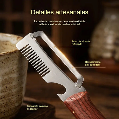 -50%🔪Compra 1 y llévate 1 gratis🧅 Pelador multifuncional de acero inoxidable con mango de madera🔥