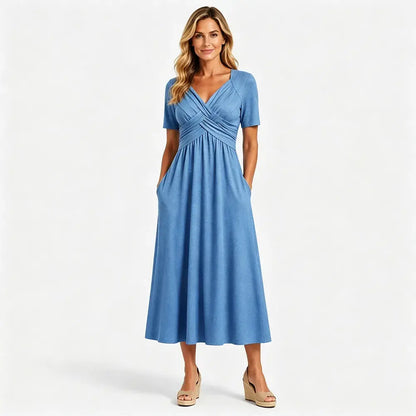 💟【50% DE DESCUENTO】【S-3XL】Vestido casual midi de color liso