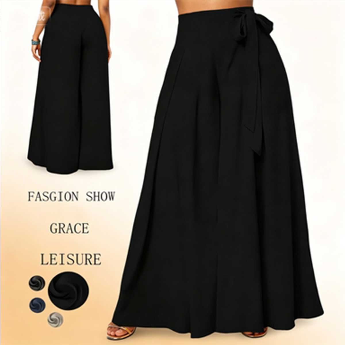 🥇 【S-3XL】antalones casuales de mujer de talle alto y pierna ancha, corte holgado, diseño elegante.