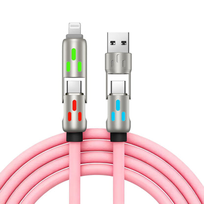 🔥 【2 kusy za 22 €】 🔥 (2 metre dlhý) 4-v-1 PD 240W kábel – rýchle nabíjanie (USB‑C, Lightning a USB‑A), hliník a silikón, synchronizácia dát ⚡📱