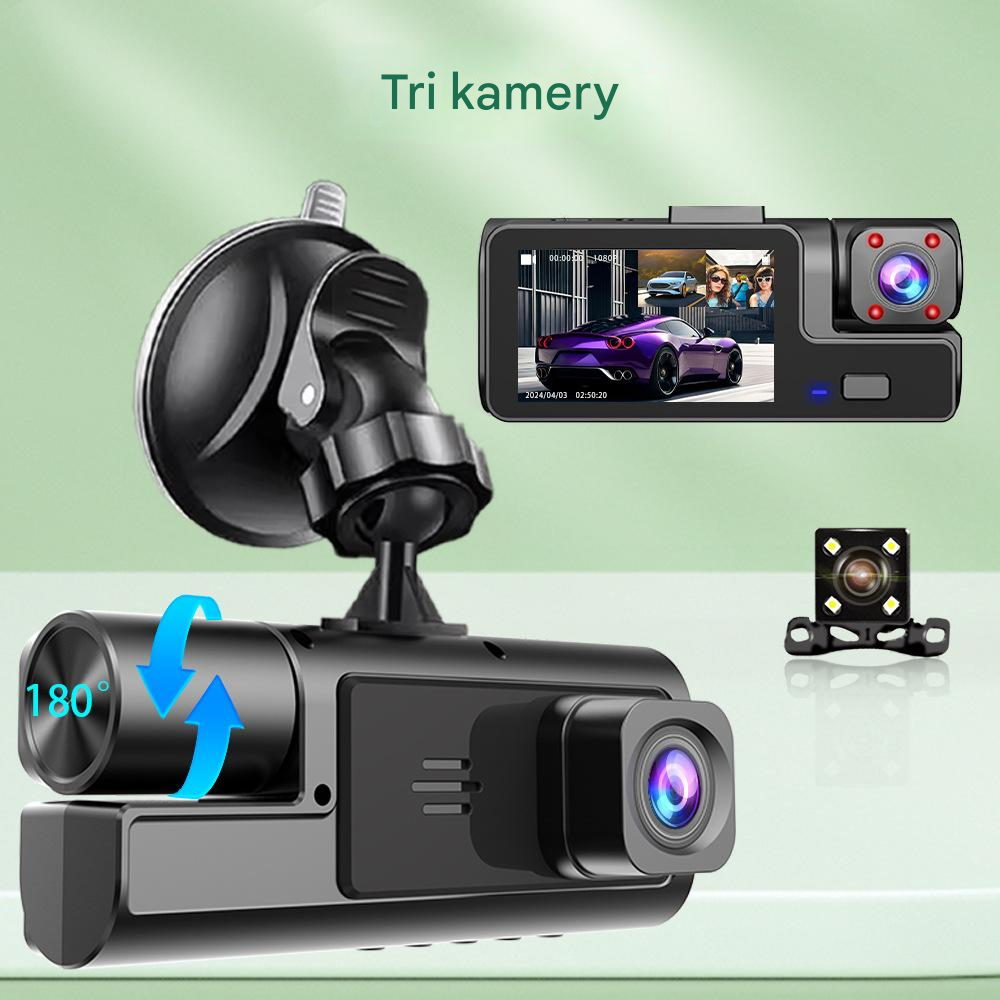 📱🚗【Nový model】Trojitá autokamera DVR, nočné videnie, WiFi pripojenie k mobilu
