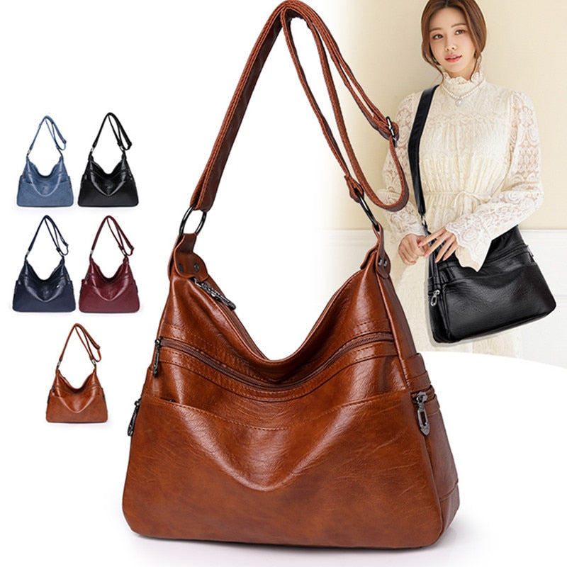 👜【Oferta por tiempo limitado】Nuevo bolso de hombro de piel suave de moda 2026, amplio, resistente al desgaste, piel auténtica