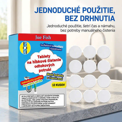 🥳3 krabice za 23 eur💞 Výkonné čistiace šumivé tablety na potrubie, rýchlo rozpúšťajúce upchatie mastnotou z vlasov, dezodoračný antibakteriálny čistič potrubia na umývadlo a odtok toalety