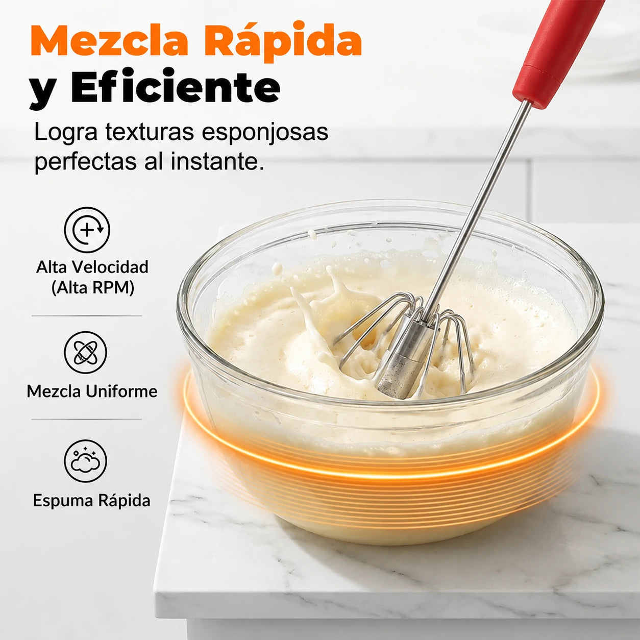 🥳Compra 1 y llévate 1 gratis🥳💞¡Más de 50.000 unidades vendidas!🥚💪 ¡50% de descuento! Batidor de huevos manual semiautomático: presiona y gira, sin electricidad. Bate huevos y nata en segundos. ¡Cuida tus muñecas! ✨🧁