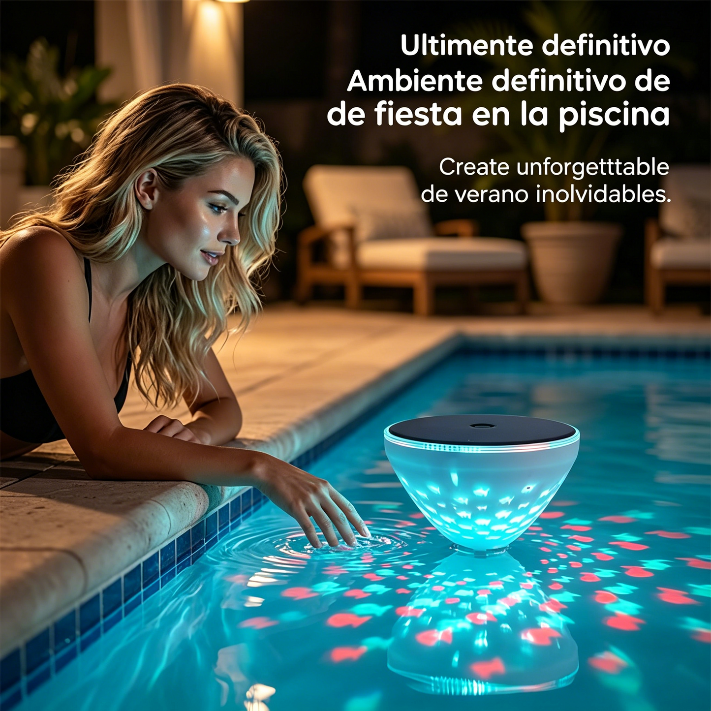 ☀️🐠 Lámpara solar flotante para piscina con proyección de peces💡💦