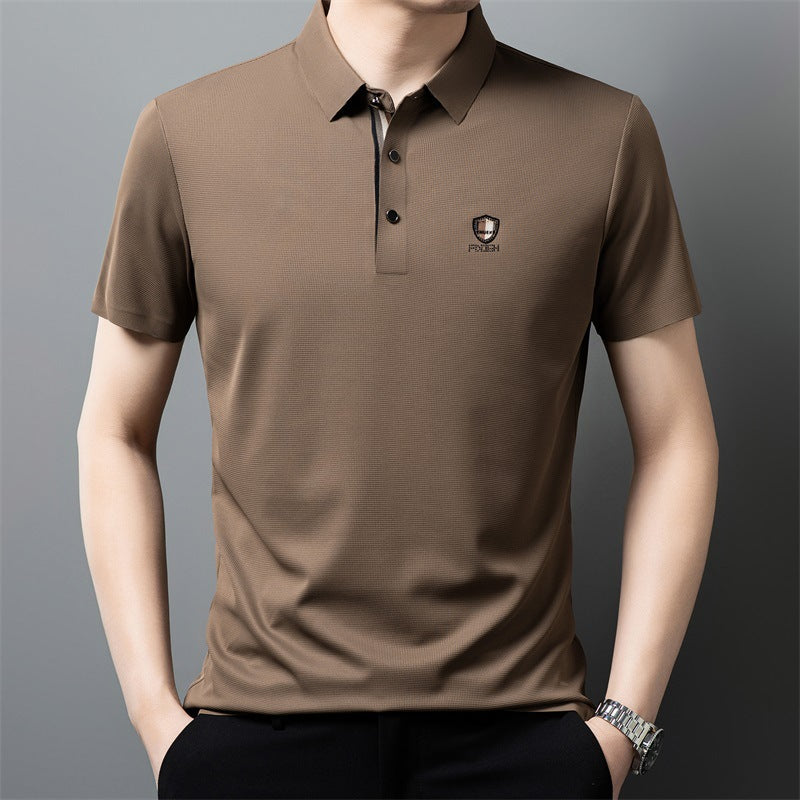 👔【M-4XL】Verano 2026 Nuevo polo casual con solapa de media manga de seda helada