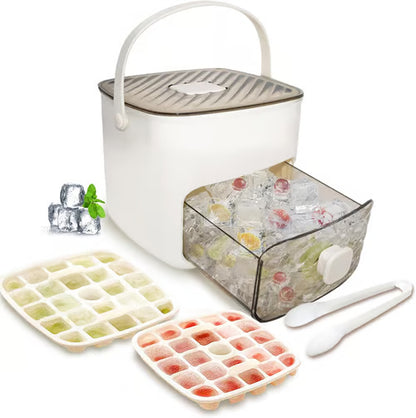 💞💥🥤🧊 50% zľava! Výrobník ľadu s funkciou skladovania ľadu: vyrába 48 kociek ľadu naraz, nepriepustné veko. Stohovateľný, šetrí miesto. Vrátane naberačky na ľad a klieští na ľad 🏖️✅