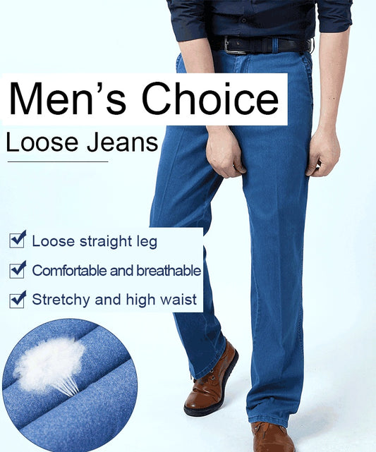 👍👖 【Super Value】 2025 nové veľké pánske džínsy s vysokým pásom, 🏆veľmi voľné a pohodlné na nosenie, módne a štýlové