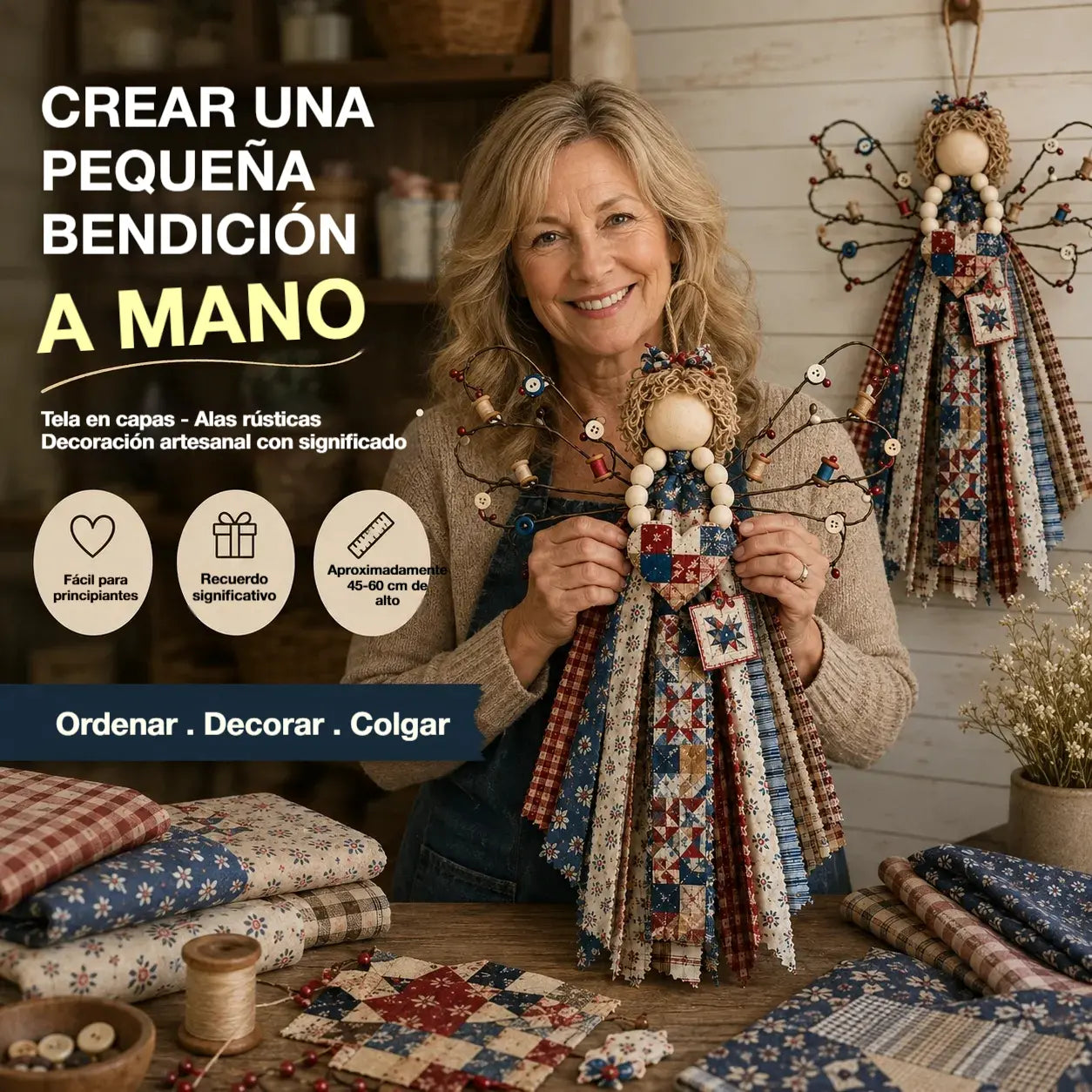 🔥ÚLTIMO DÍA 50% DE DESCUENTO - Kit DIY para colgar tela de ángel - Cose una pequeña bendición que perdurará para siempre