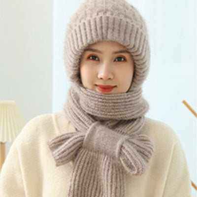 ✨ Nueva 2025 ✨ 🧣 Gorro-bufanda en uno, tejido delicado, forrado, abrigado, tendencia femenina 🧣