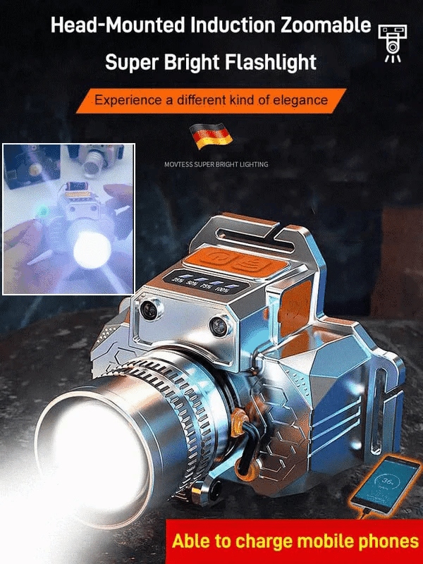 【✨Vremenski ograničena promocija】🔦Ultra svijetla svjetiljka sa senzorom na glavi, oslobađa ruke, ultra dugo vrijeme osvjetljenja