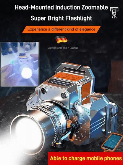 【✨Vremenski ograničena promocija】🔦Ultra svijetla svjetiljka sa senzorom na glavi, oslobađa ruke, ultra dugo vrijeme osvjetljenja