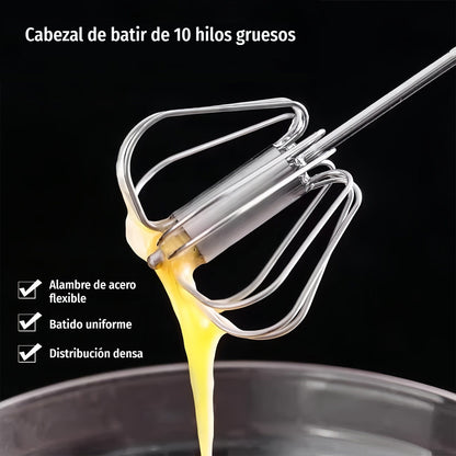 30€【 Conjunto de 2 piezas】Batidor de huevos semiautomático de acero inoxidable