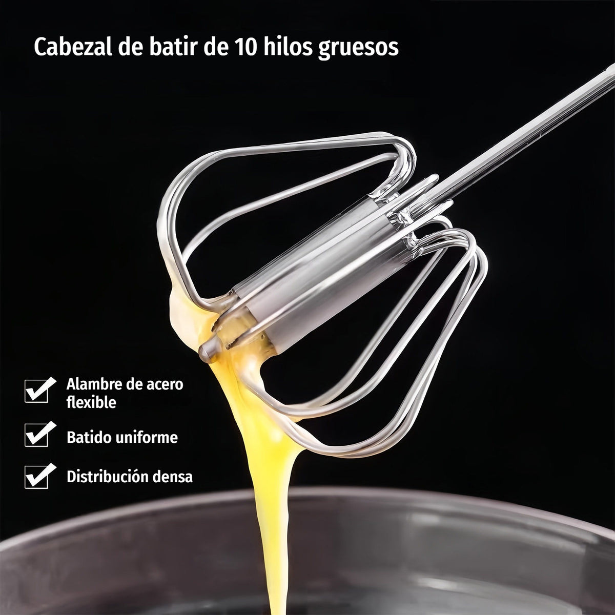 24€【 Conjunto de 2 piezas】Batidor de huevos semiautomático de acero inoxidable