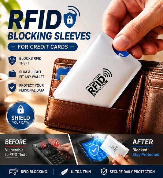 8 piezas 23€🔒 8 Fundas con Bloqueo RFID para Tarjetas – Protección para Tarjetas Bancarias e Identificación