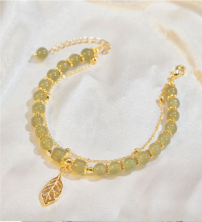 ✨🔥【Compra uno y llévate otro gratis】2 pulseras de oro de 14K con jade Hetiano