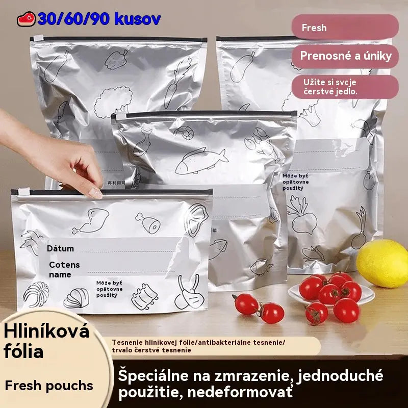 Celkom 30 antibakteriálnych hliníkových fóliových vrecúšok, super jednoduché použitie, pre zachovanie čerstvosti.