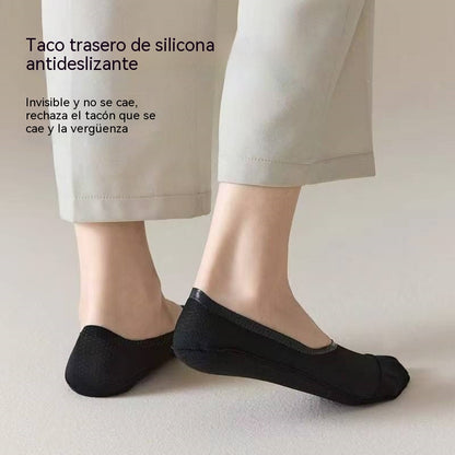 【8 pares por 28 euros】🧦Medias de malla de seda helada para hombre, antideslizantes y de corte bajo.