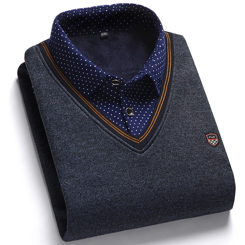 👔 [M-4XL] Camisa de punto para hombre más terciopelo para espesar y mantener el calor
