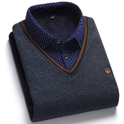 👔 [M-4XL] Camisa de punto para hombre más terciopelo para espesar y mantener el calor